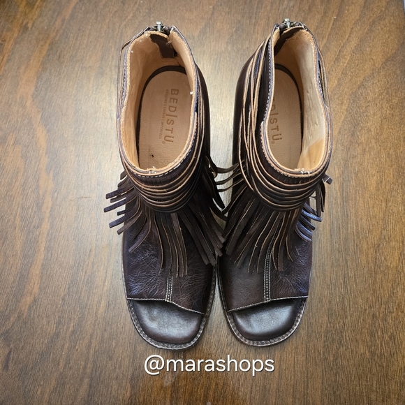 Bed Stu Onset Olivia Peep Toe Fringe Booties - Picture 2 of 8